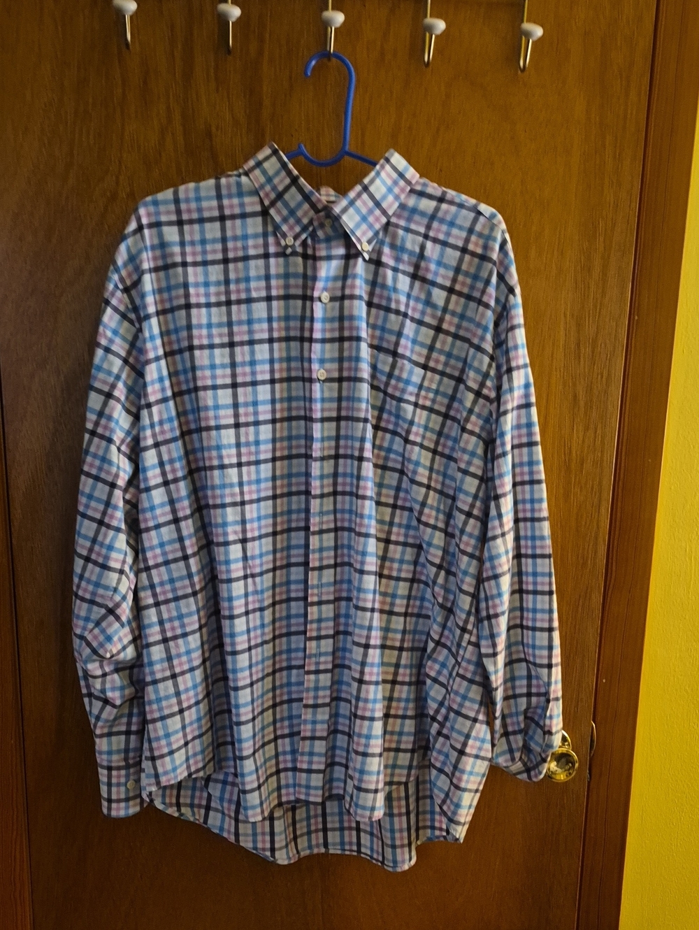 Peter Millar Men's Blue & White Plaid Button-Down Shirt XXL